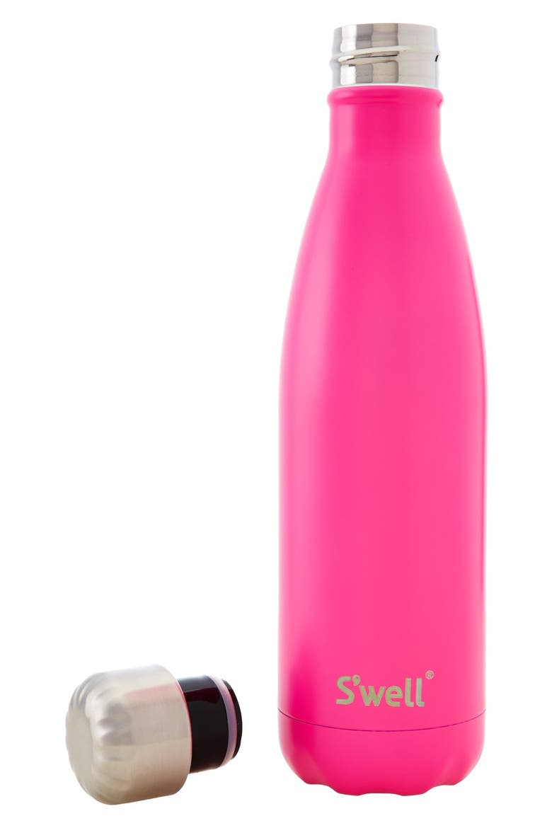 'Hand Painted Satin Collection' Water Bottle, Alternate, color, BIKINI PINK