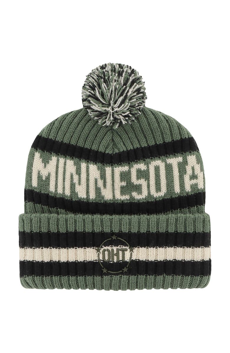 '47 Men's '47 Green Minnesota Golden Gophers OHT Military Appreciation Bering Cuffed Knit Hat with Pom, Alternate, color, Green