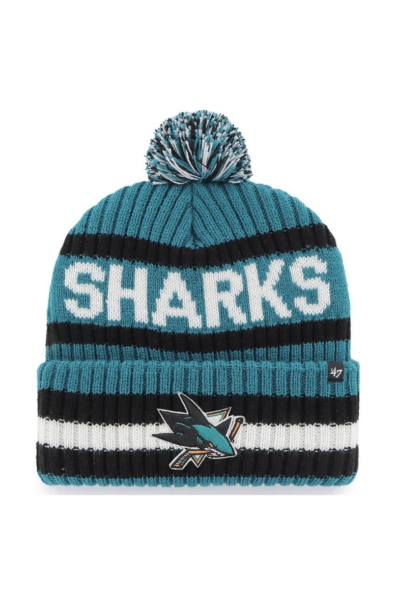 Men's '47 Teal San Jose Sharks Bering Cuffed Knit Hat with Pom, Main, color, Teal