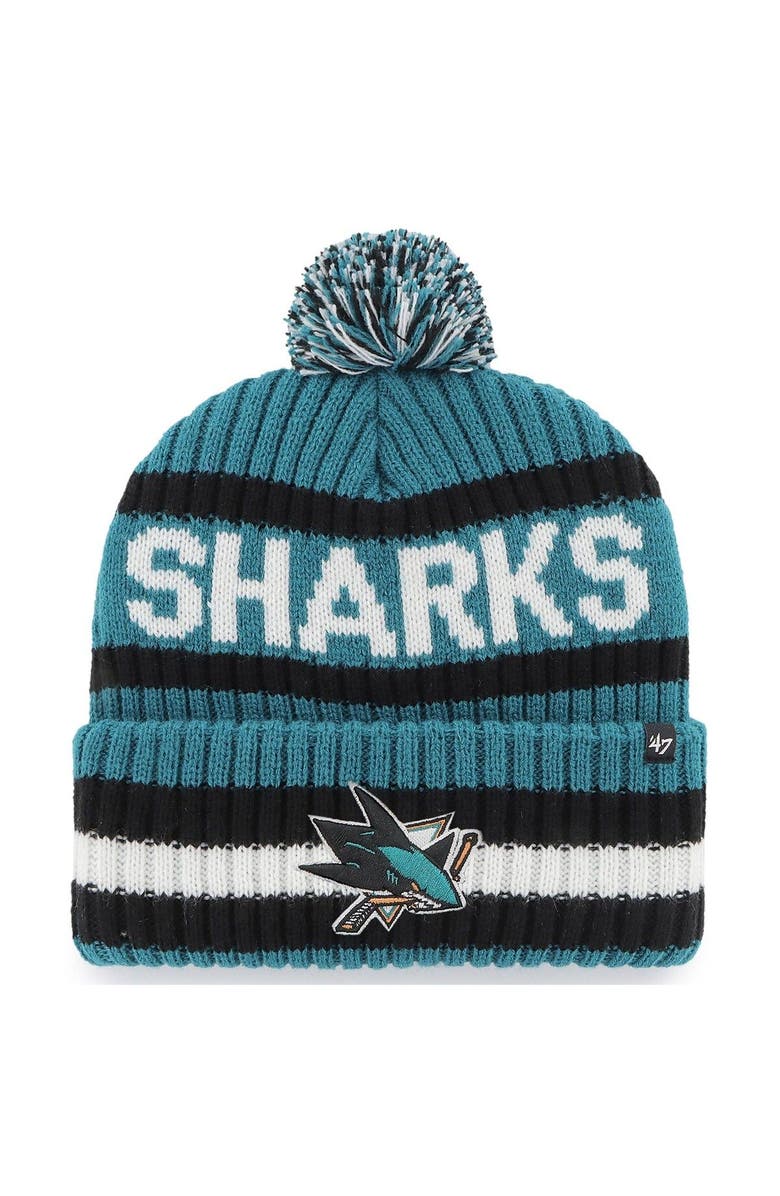'47 Men's '47 Teal San Jose Sharks Bering Cuffed Knit Hat with Pom, Main, color, Teal