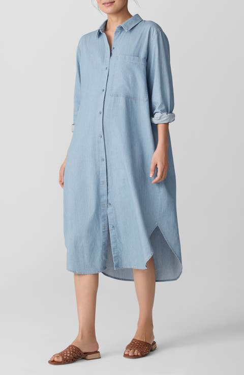 Long Sleeve Organic Cotton Shirtdress (Regular & Petite)
