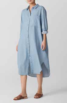 Eileen Fisher Long Sleeve Organic Cotton Shirtdress
