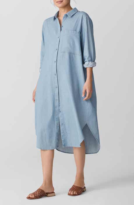 Eileen Fisher Long Sleeve Organic Cotton Shirtdress