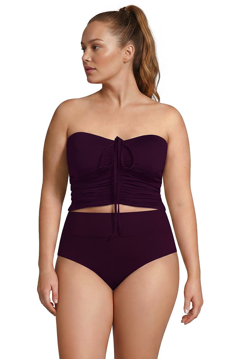 Womens Ruched Halter Tankini Top, Alternate, color, Dark Wine