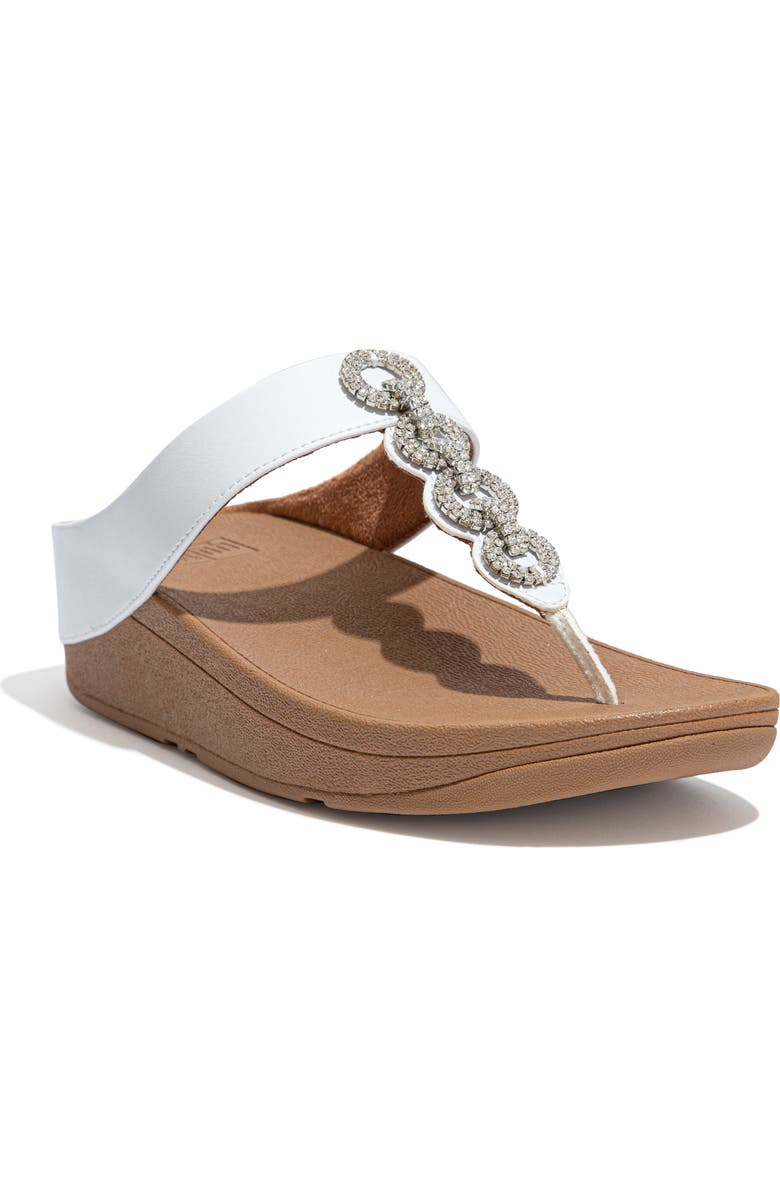 FitFlop Fino Crystal Embellished Thong Platform Sandal, Main, color, Urban White
