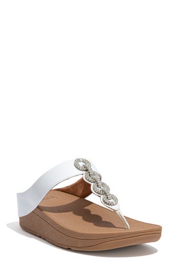 Fitflop Fino Crystal Embellished Thong Platform Sandal In White