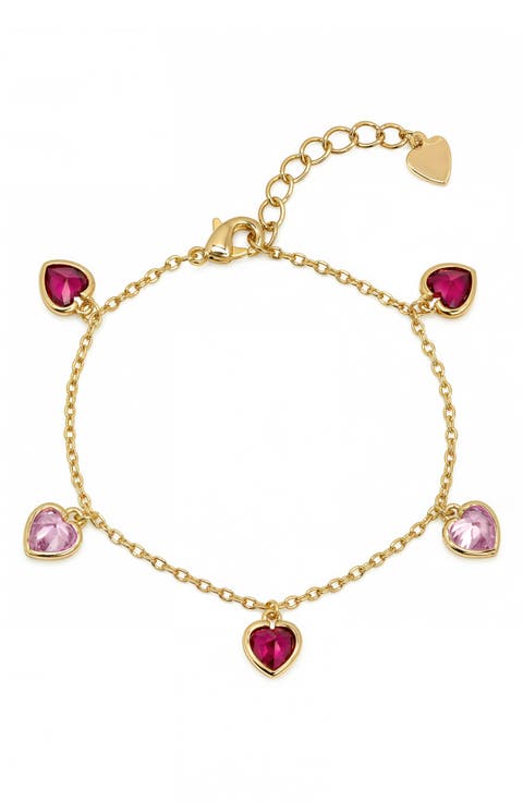 Kids' Cubic Zirconia Heart Charm Bracelet