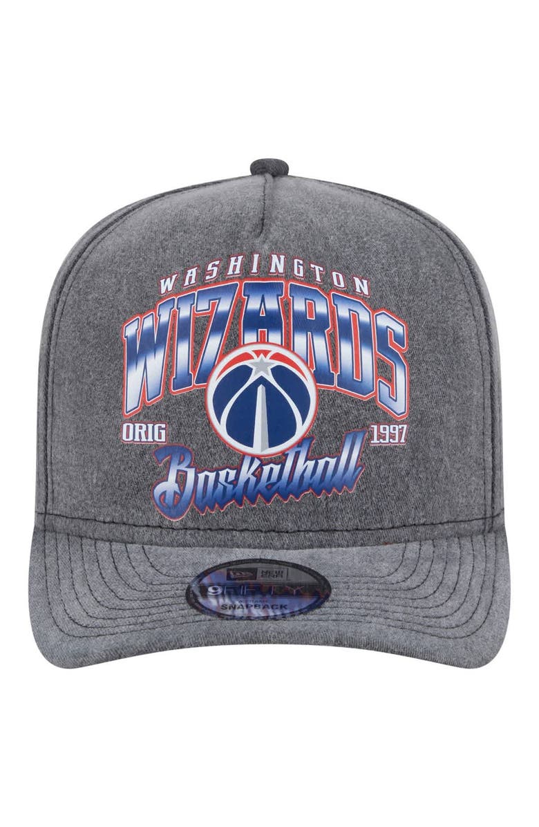 New Era Men's New Era Charcoal Washington Wizards Throwback Washed Pre-Curved 9FIFTY Snapback Hat, Alternate, color, Charcoal