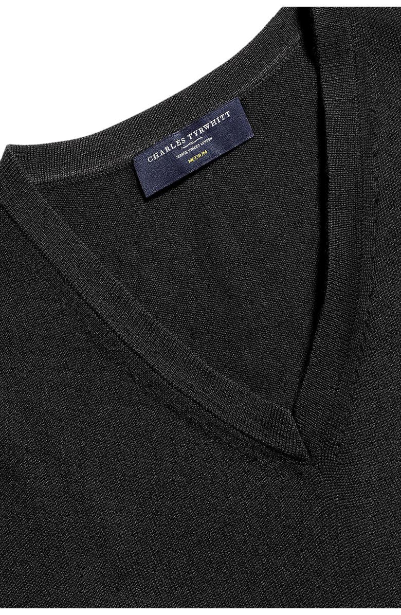 Charles Tyrwhitt Pure Merino V Neck Sweater, Alternate, color, Black