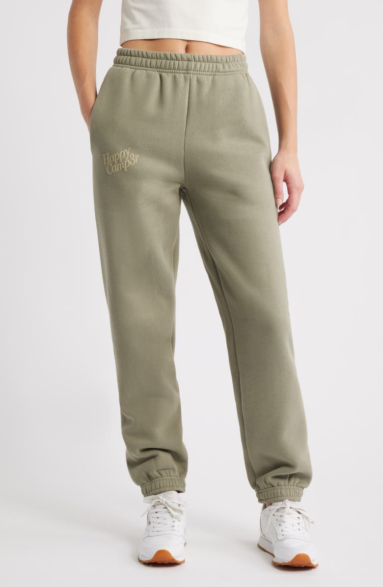 HAPPY CAMP3R Puff Series Core Logo Cotton Blend Joggers, Main, color, Dusty Olive