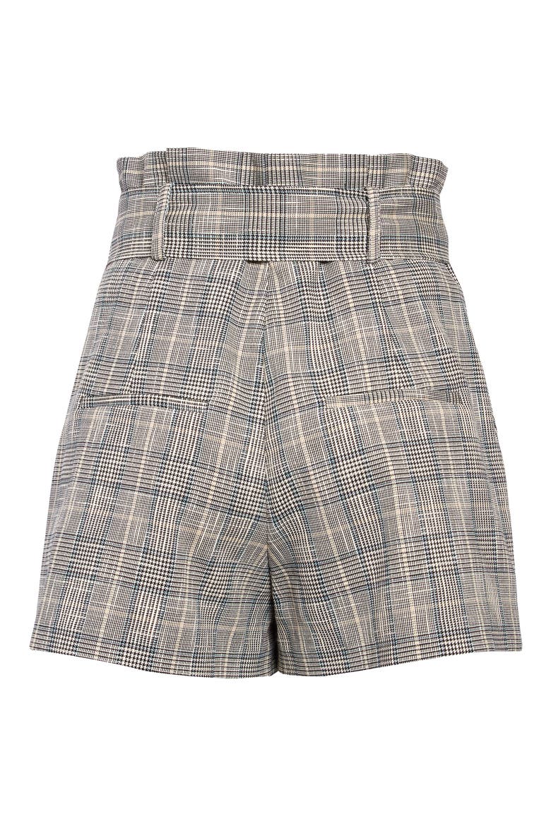 Baga Plaid Paperbag Shorts, Alternate, color, BLUE MULTI