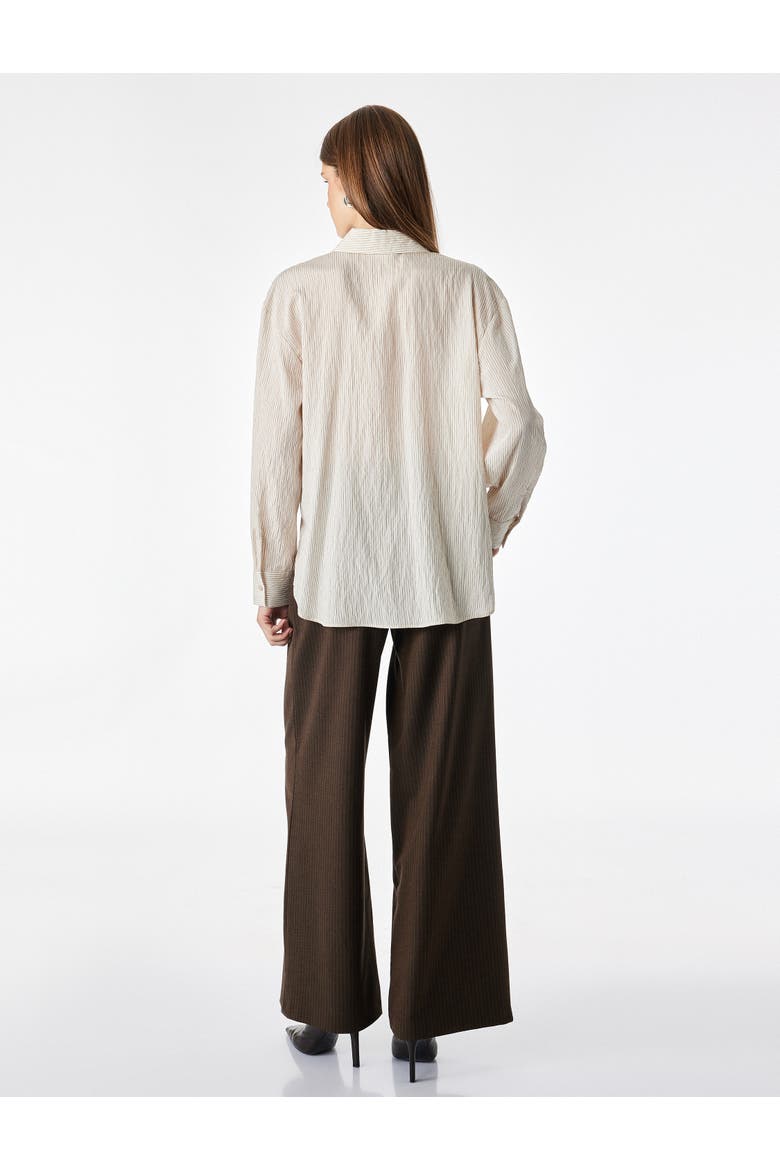 High Rise Pleated Wide Leg Tailored Trousers With Belt, Alternate, color, BROWN STRIPE