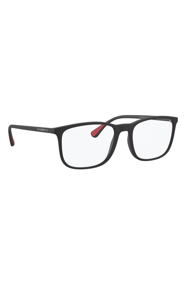 Emporio Armani 55mm Pillow Optical Glasses, Alternate, color, Matte Black / Demo Lens