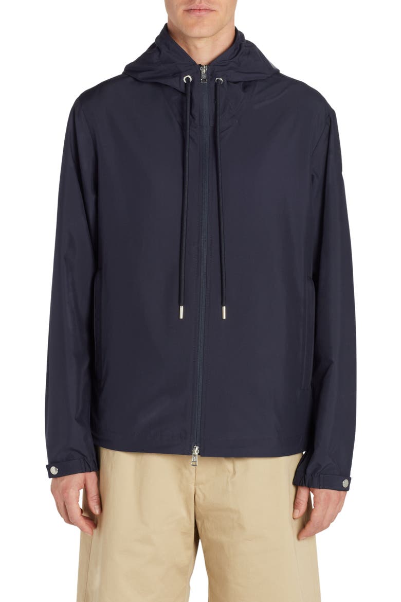 Atria Hooded Windbreaker Jacket, Main, color, NAVY