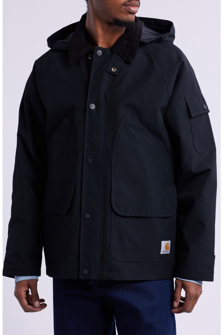 Clarton Nylon Canvas Jacket with Removable Hood, Alternate, color, BLACK / BLACK