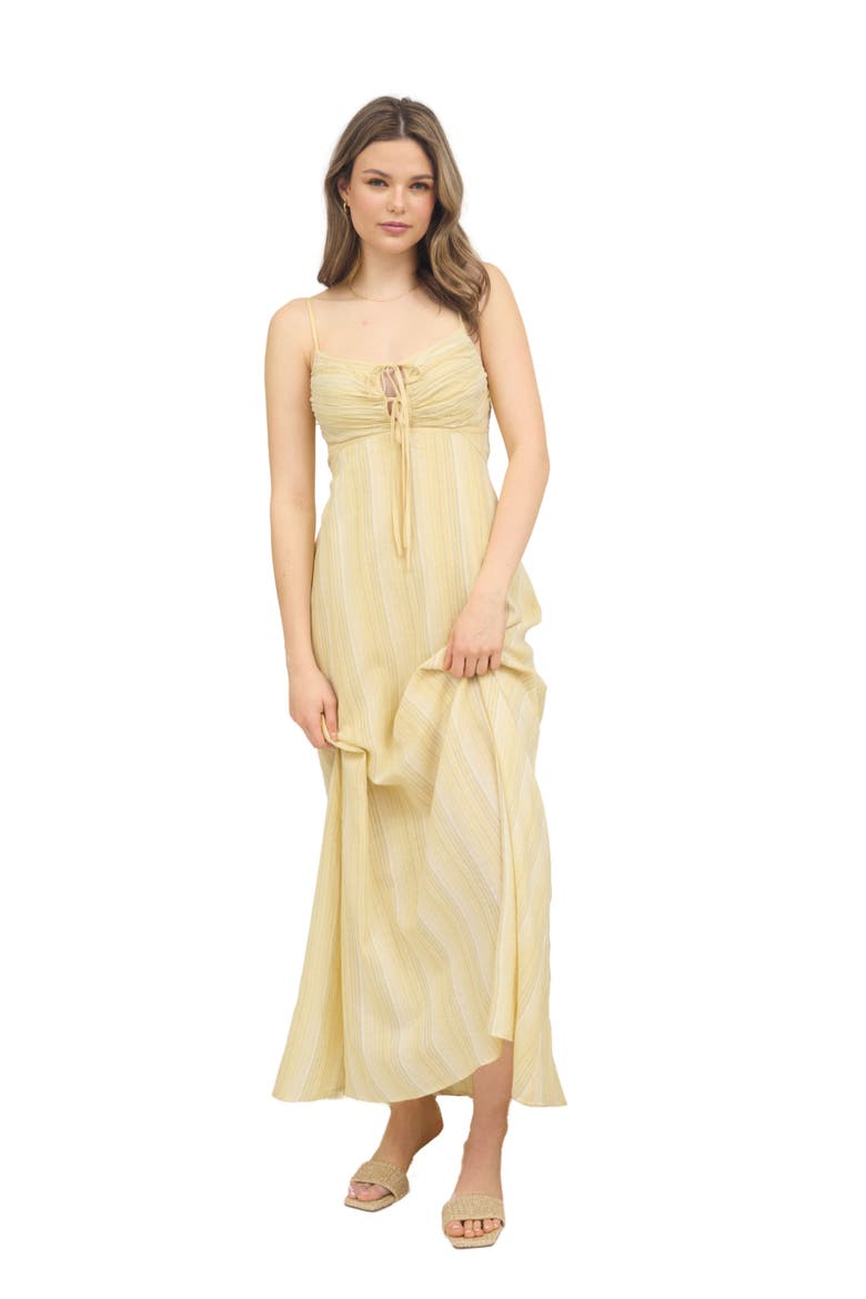 Stripe Tie Front Empire Waist Maxi Dress, Alternate, color, YELLOW MULTI
