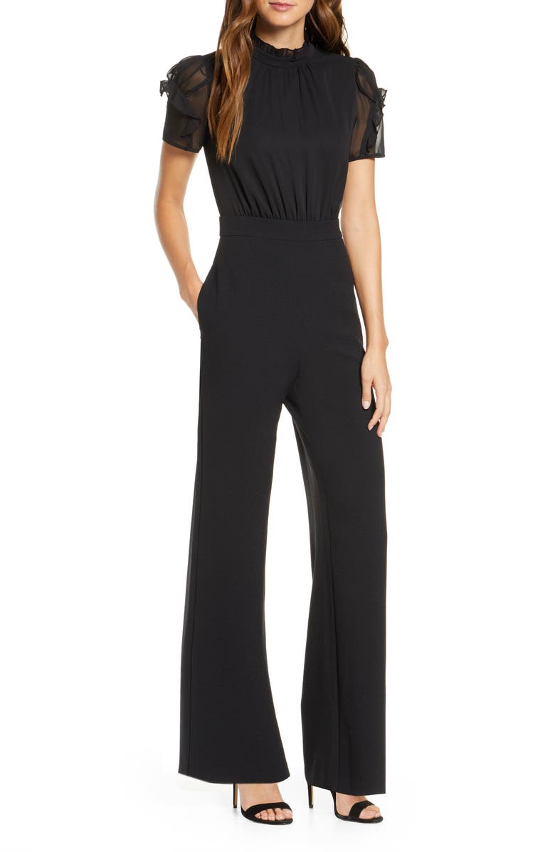 Vince Camuto Chiffon & Crepe Jumpsuit, Main, color,