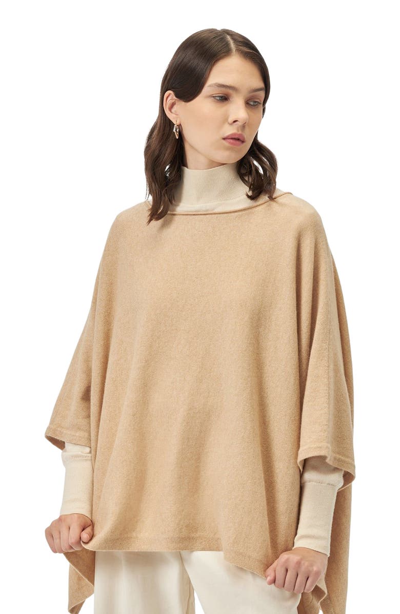 GOBI Mongolian Cashmere Organic Color Cashmere Boat-Neck Poncho, Alternate, color, 