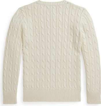 Kids' Combed Cotton Cable Knit Sweater
