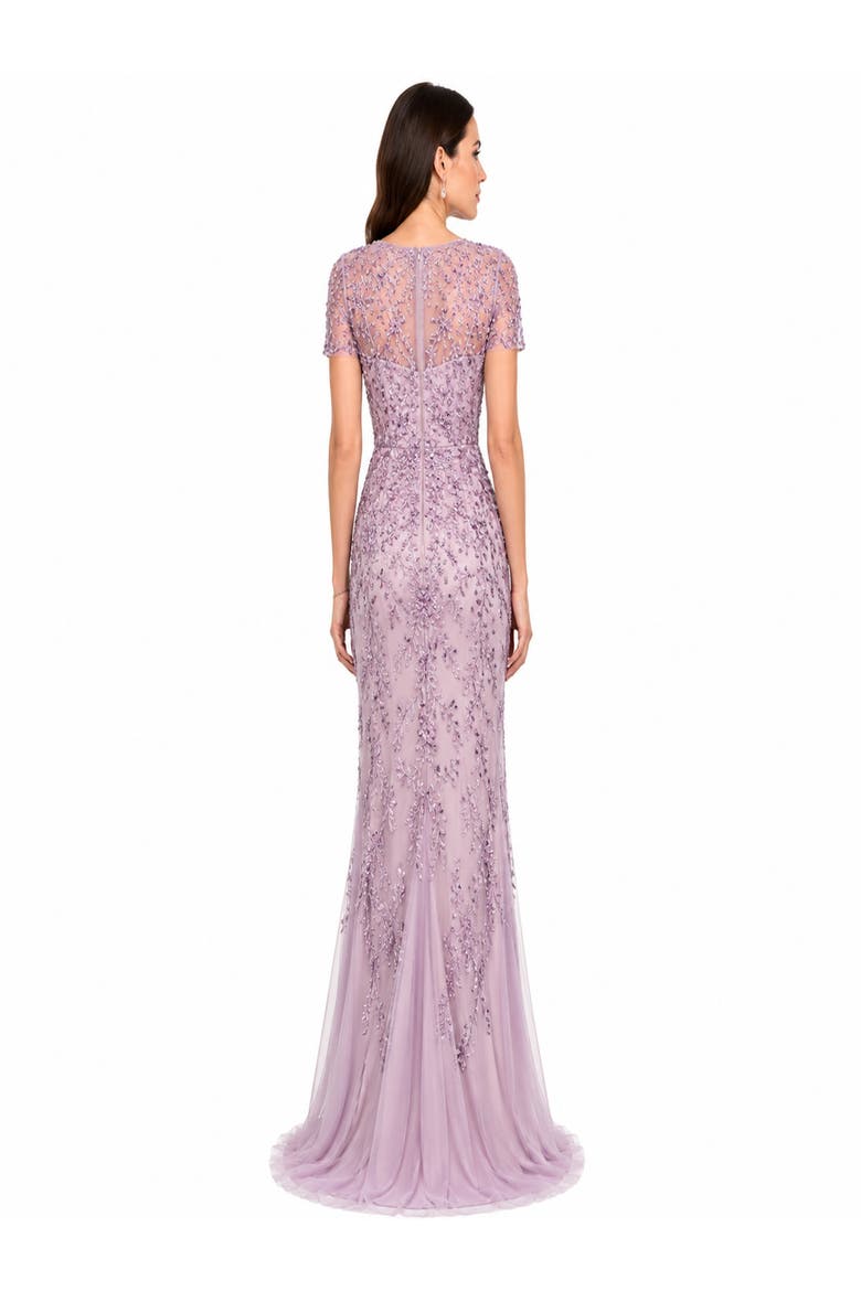 Long Sleeve V-Neck Mermaid Gown, Alternate, color, Purple