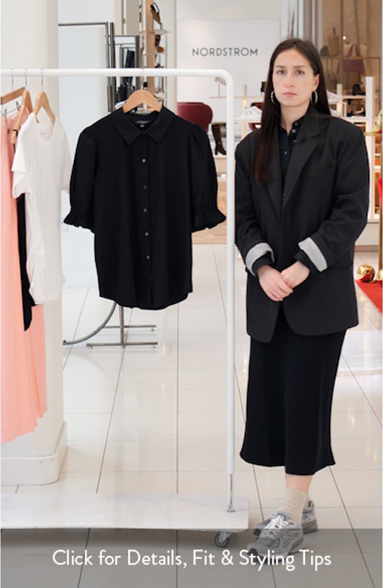 Puff Sleeve Knit Snap-Up Shirt, sales video thumbnail