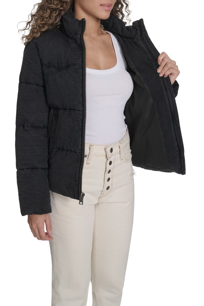 Western Denim Puffer Jacket, Alternate, color, BLACK WASH DENIM