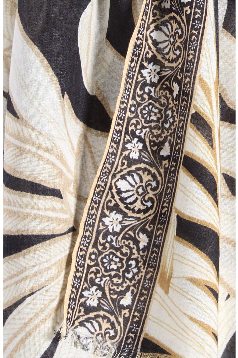 Golden Palm Scarf, Alternate, color, BLACK