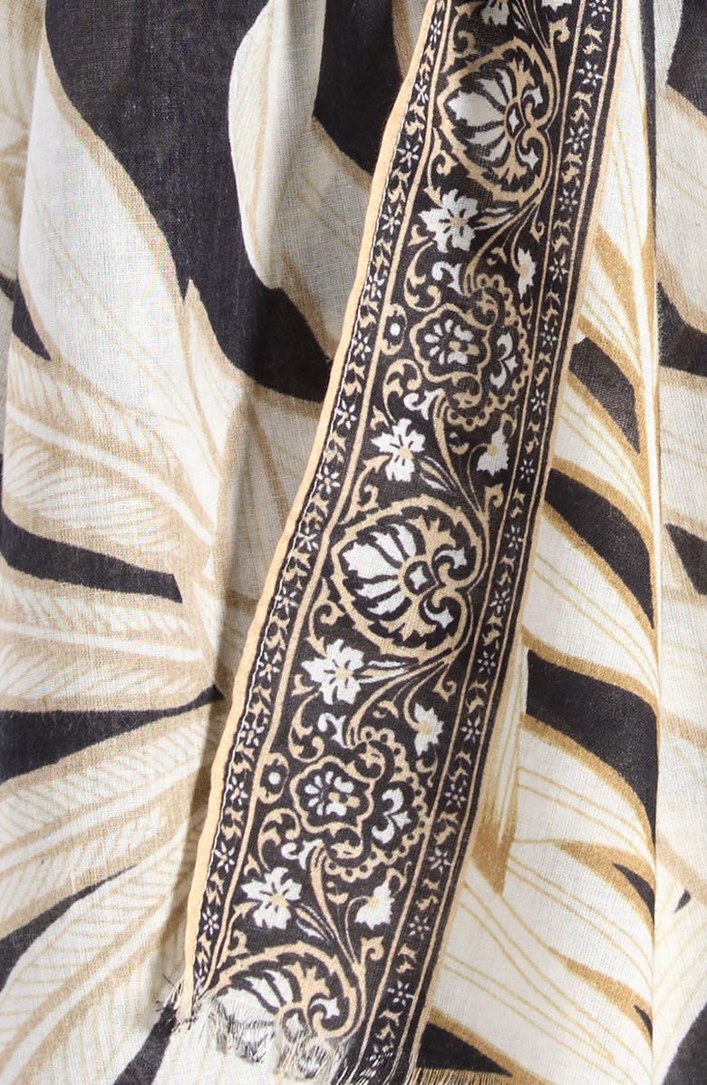 Echo Golden Palm Scarf, Alternate, color, Black