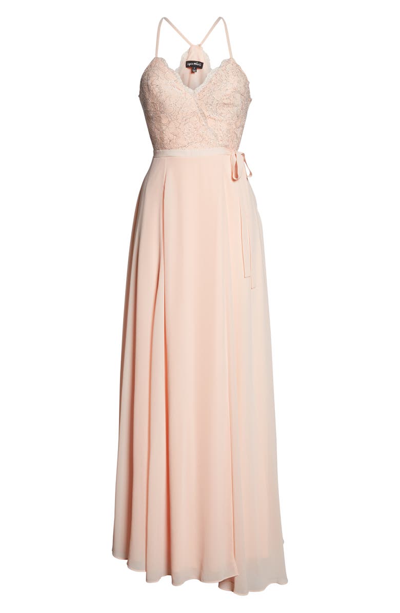 Lulus Back Tie Chiffon Evening Dress, Alternate, color,