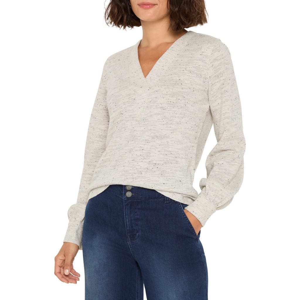 Nic + Zoe Nic+zoe Downtown Sparkle Nep Knit Sweater In Gray