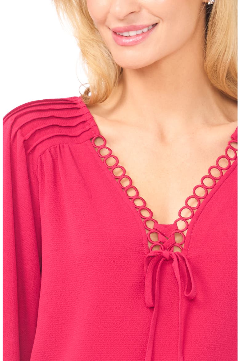 Circle Trim Pintuck Top, Alternate, color, ROSE CERISE