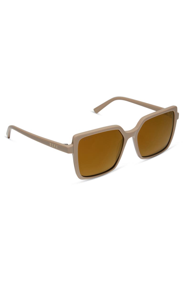 DIFF Esme 53mm Polarized Square Sunglasses, Alternate, color, Brown Gold Flash