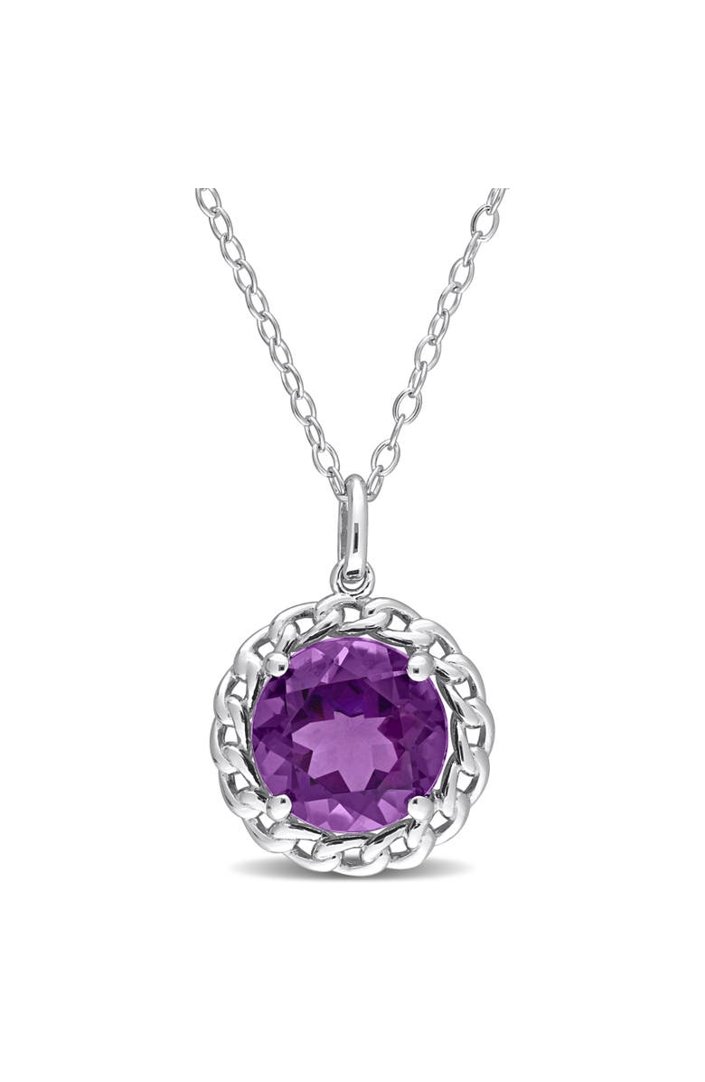 Julianna B. Amethyst Halo Link Pendant Necklace Sterling Silver, Main, color, Amethyst