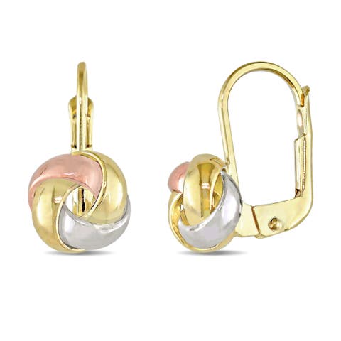 Love Knot Leverback Earrings 10k