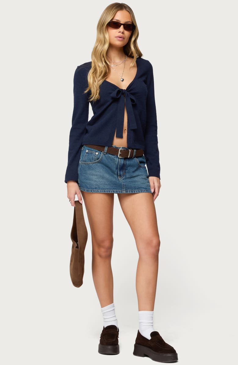 EDIKTED Demi Tie Front Cardigan, Alternate, color, Navy
