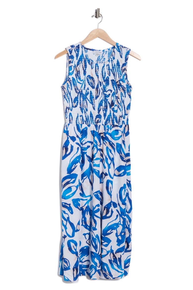 Smocked Sleeveless Midi Dress, Alternate, color, PACIFIC MULTI