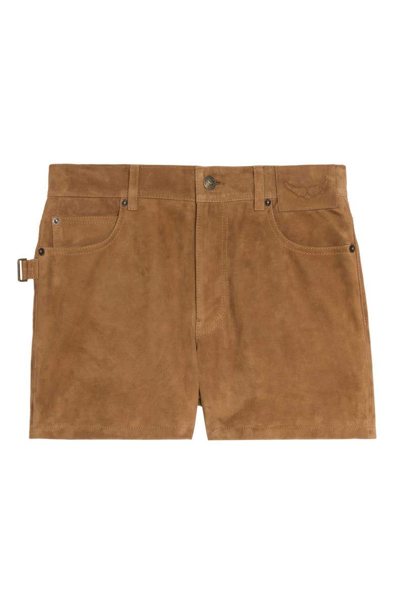 Zadig & Voltaire Sadys Suede Shorts, Alternate, color, Daim