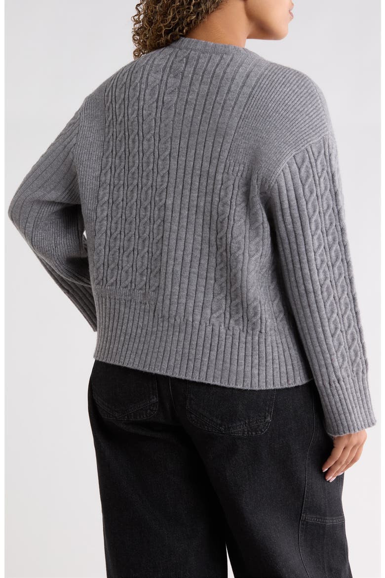 Cable Knit Cardigan, Alternate, color, GREY
