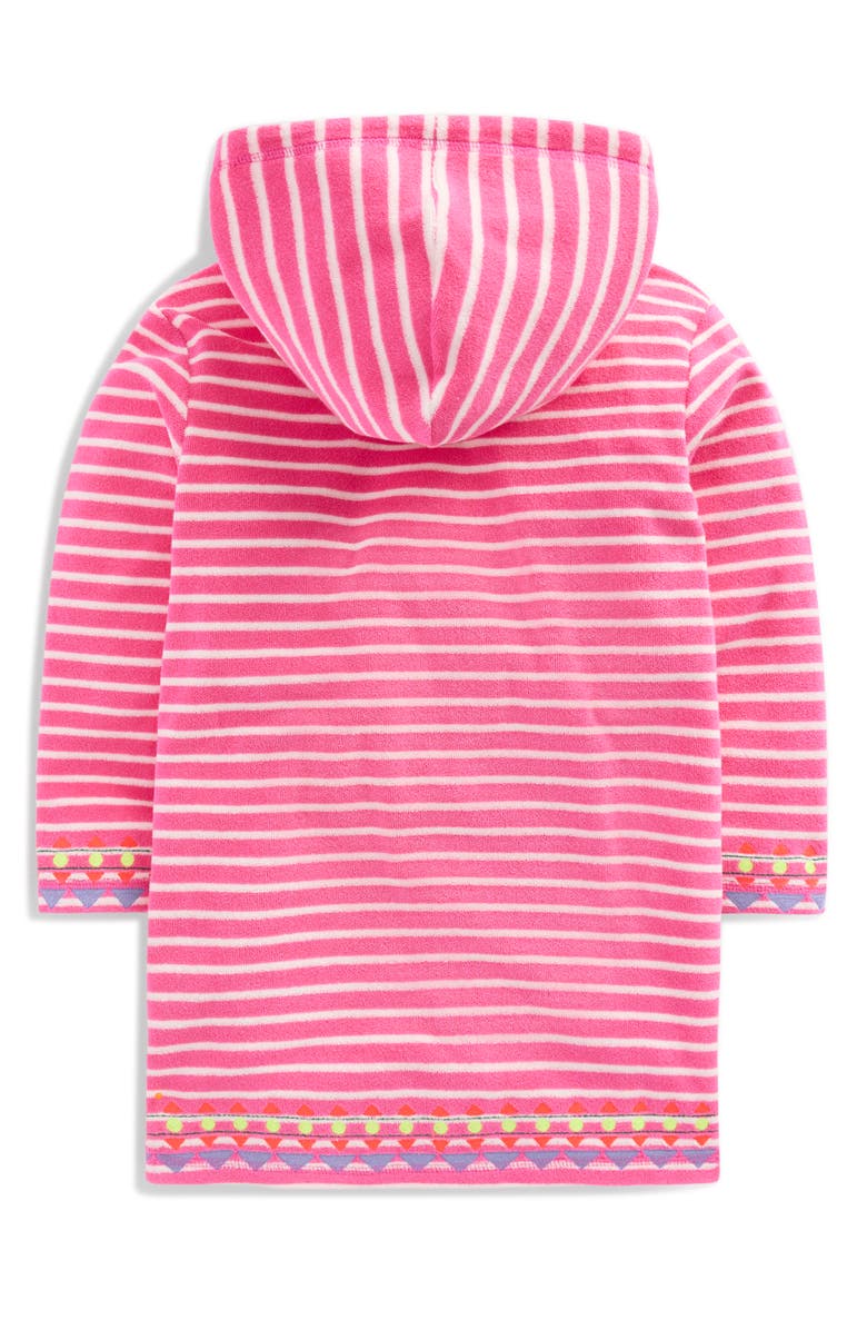 Mini Boden Kids' Romie Terry Cloth Zip Cover-Up, Alternate, color, Sorbet Pink Stripe