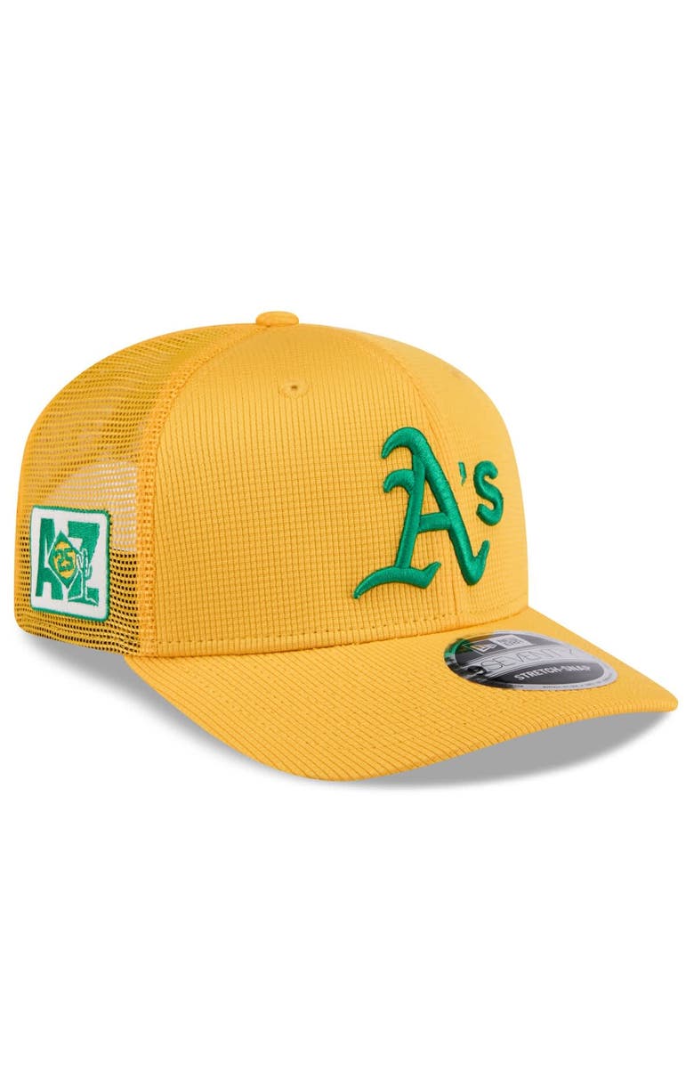 New Era Men's New Era  Gold Athletics 2025 Spring Training 9SEVENTY Stretch-Snap Trucker Hat, Alternate, color, 