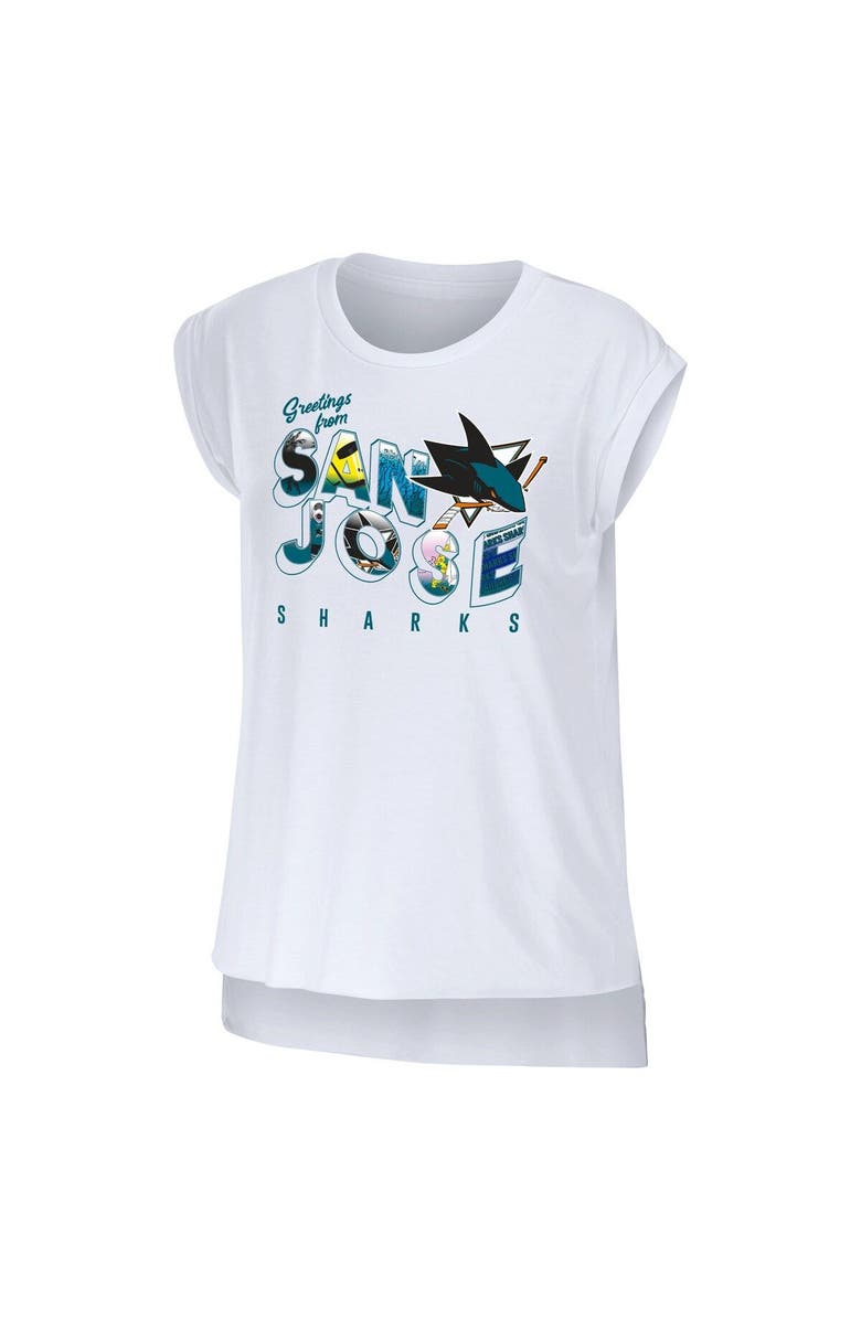 WEAR by Erin Andrews Women's WEAR by Erin Andrews White San Jose Sharks Greetings From Muscle T-Shirt, Alternate, color, White
