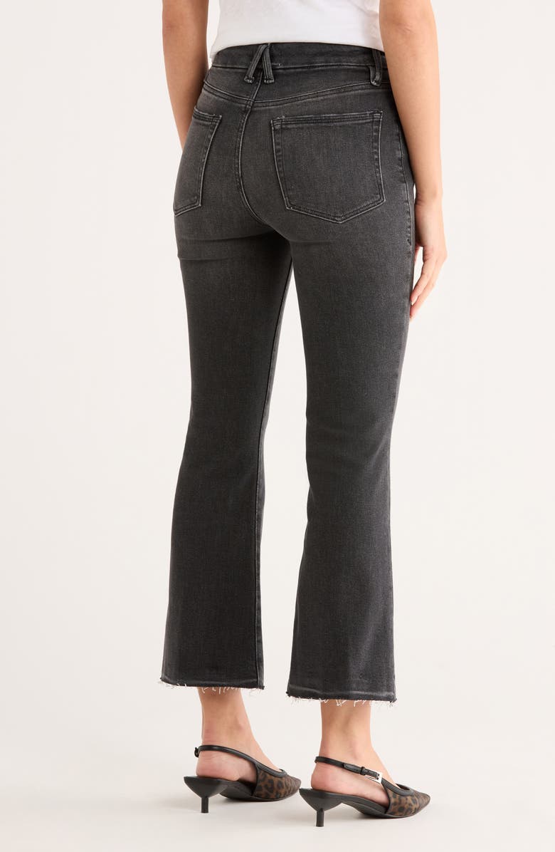 Good American Good Legs Exposed Button Raw Hem Crop Mini Bootcut Jeans, Alternate, color, Black K341