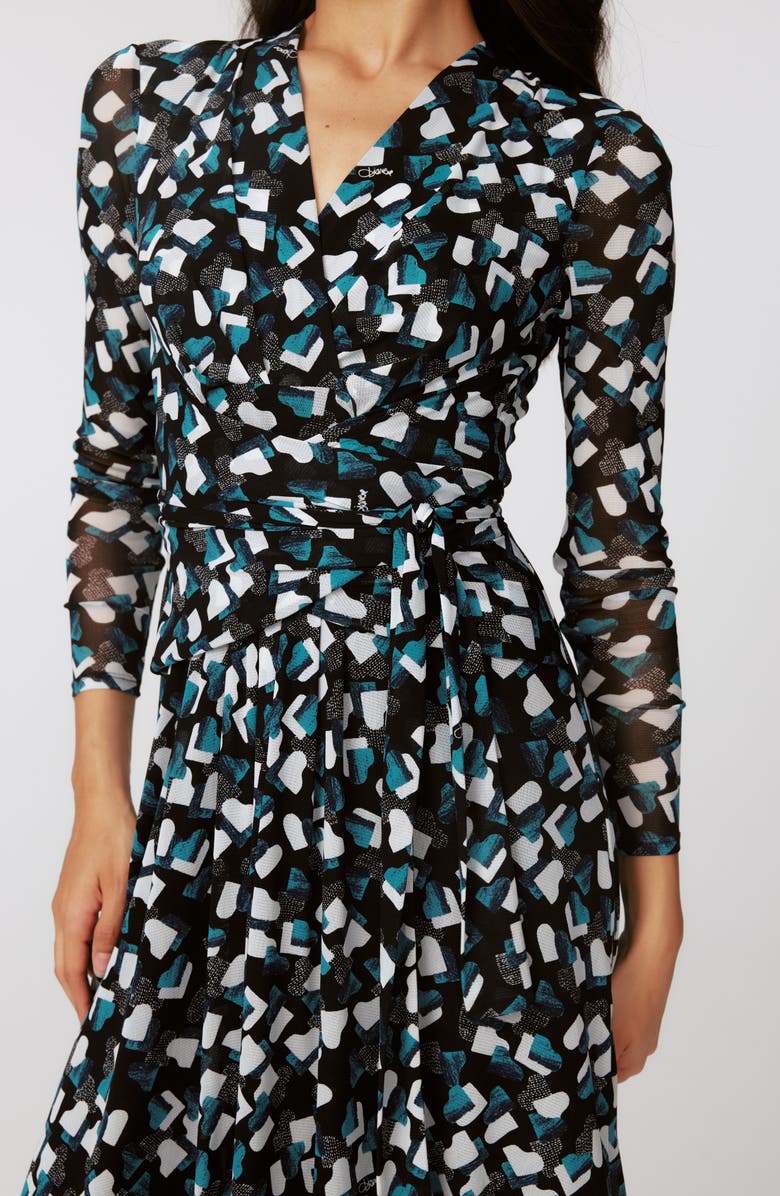 Diane von Furstenberg Brenda Long Sleeve Faux Wrap Dress, Alternate, color, 