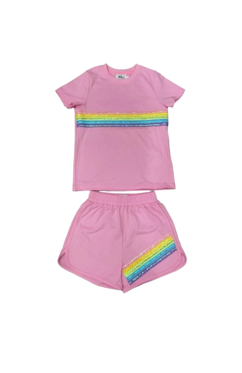Rainbow Sequin Short Set