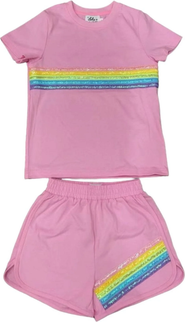 Lola + The Boys Rainbow Sequin Short Set