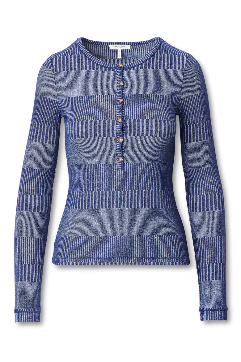 The Knit Two-Tone Rib Henley, Alternate, color, BLUE