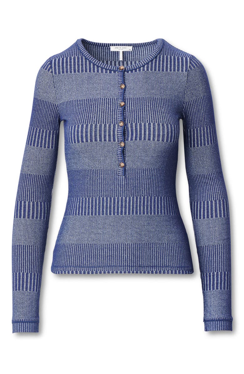 rag & bone The Knit Two-Tone Rib Henley, Alternate, color, Blue