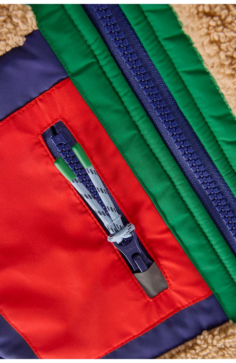 Mini Boden Kids' Colorblock Windproof Fleece Zip-Up Jacket, Alternate, color, Sand