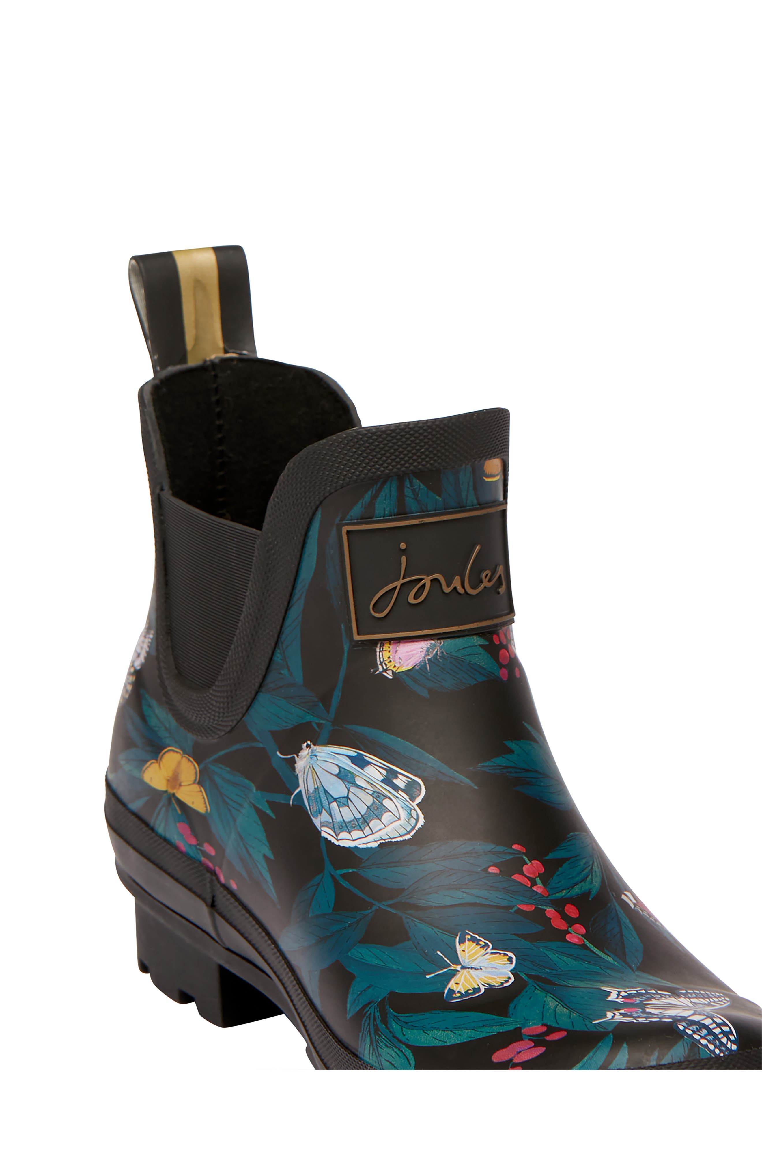 Wellibob Short Rain Boot, Alternate, color, BLACK BUTTERFLY