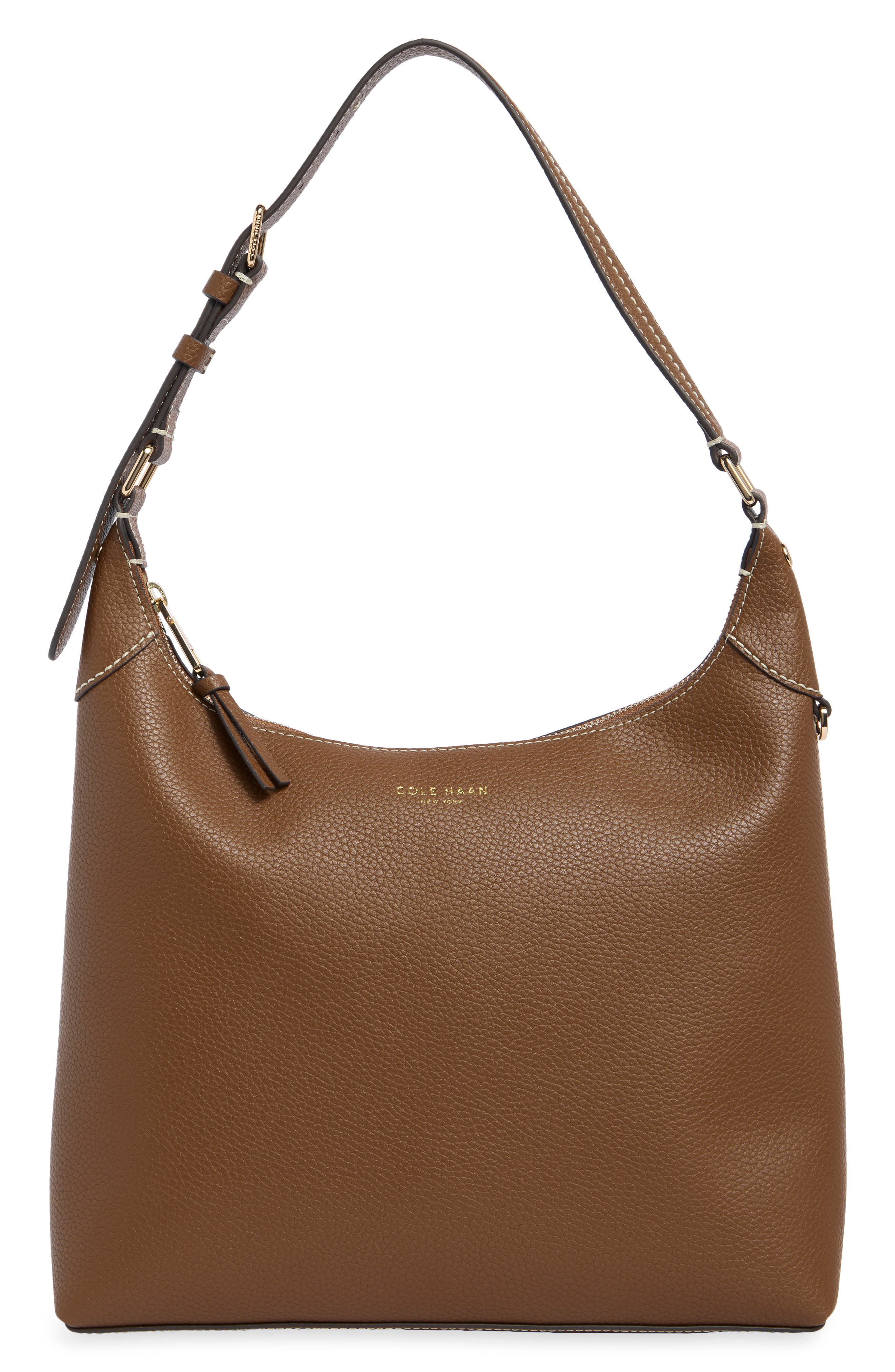 Florence Small Leather Hobo Bag, Main, color, NEW CARAMEL
